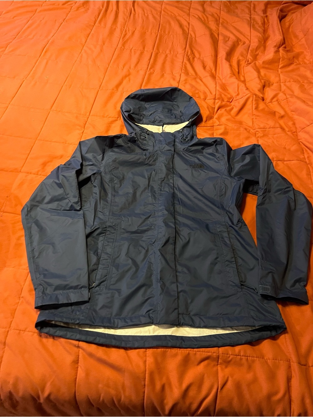 Women's Navy Hooded Rain Jacket